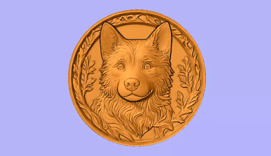 CACHORRO COM MOLDURA RELIEF 3D model