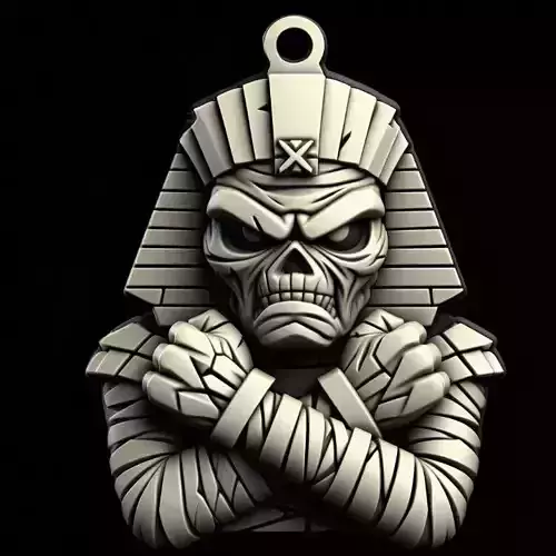 Pharaoh Skull Keychain Mummified Undead Ruler