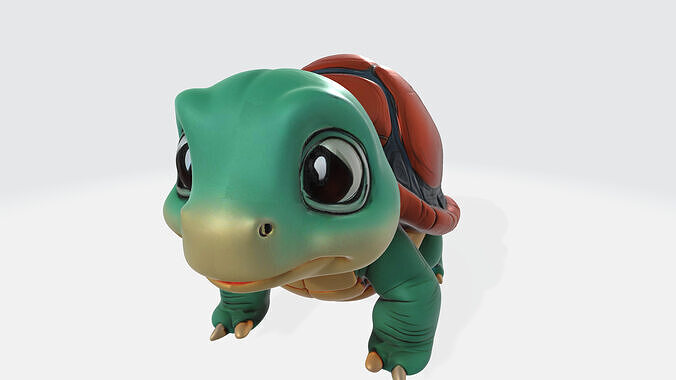 Cute Cartoon Turtle High Poly 3D model