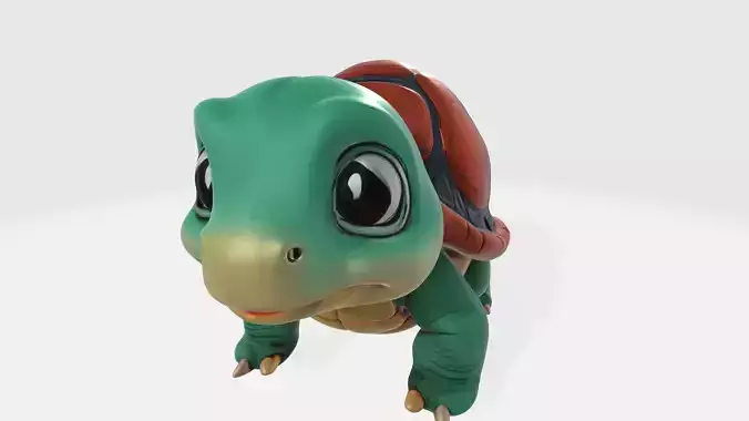 Cute Cartoon Turtle High Poly
