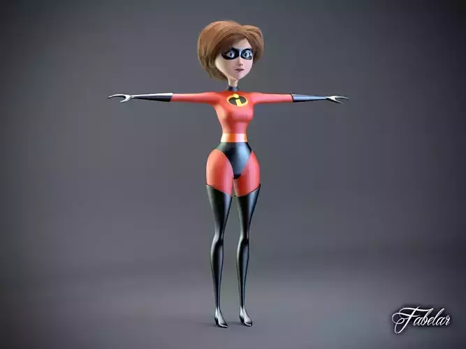Elastigirl animated woman in incredibles costume 3D model