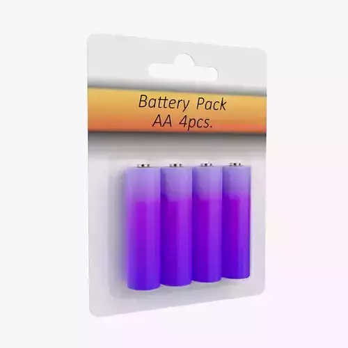 Battery Pack 4pcs AA Unwrapped 3D model