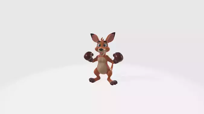 Cute High Poly Boxing Cartoon Kangaroo
