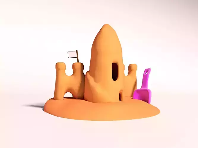 Sandcastle with Shovel 3d icon