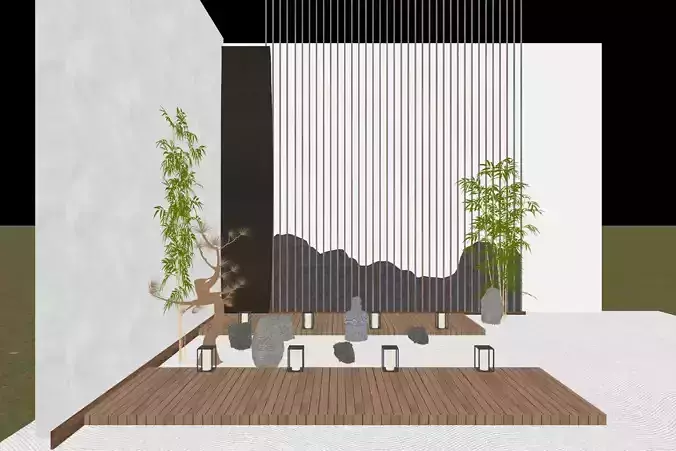 New Chinese garden landscape