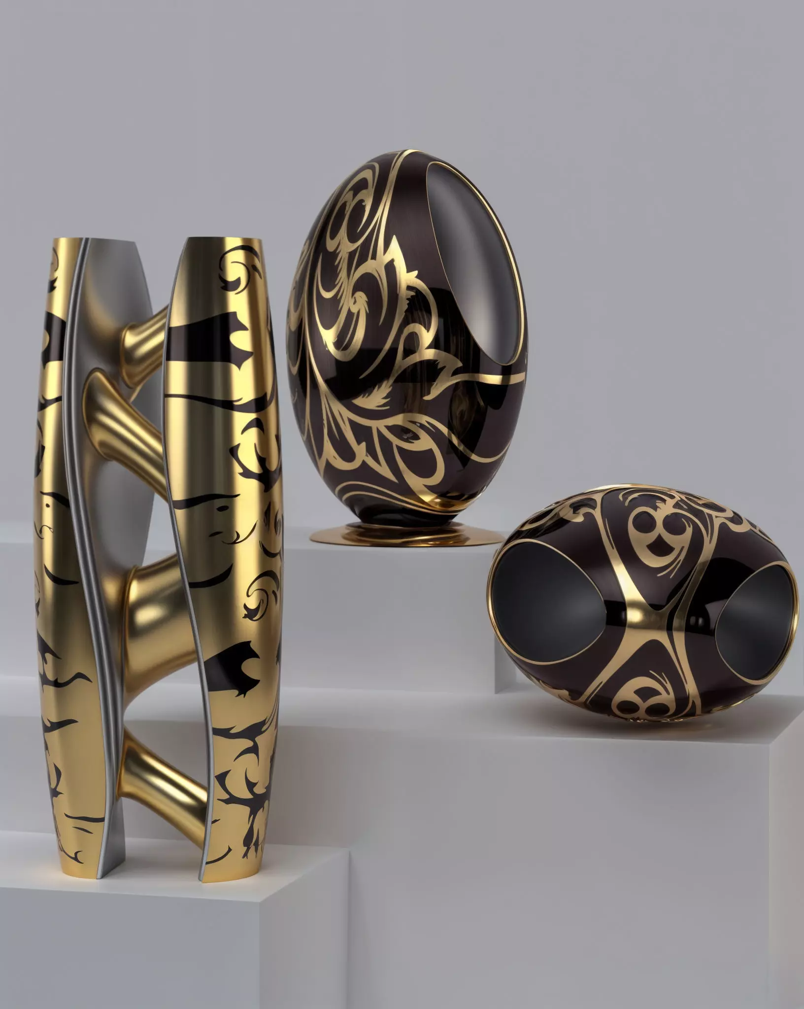 Elegant 3D Vase Collection Rhino Designed 3D model