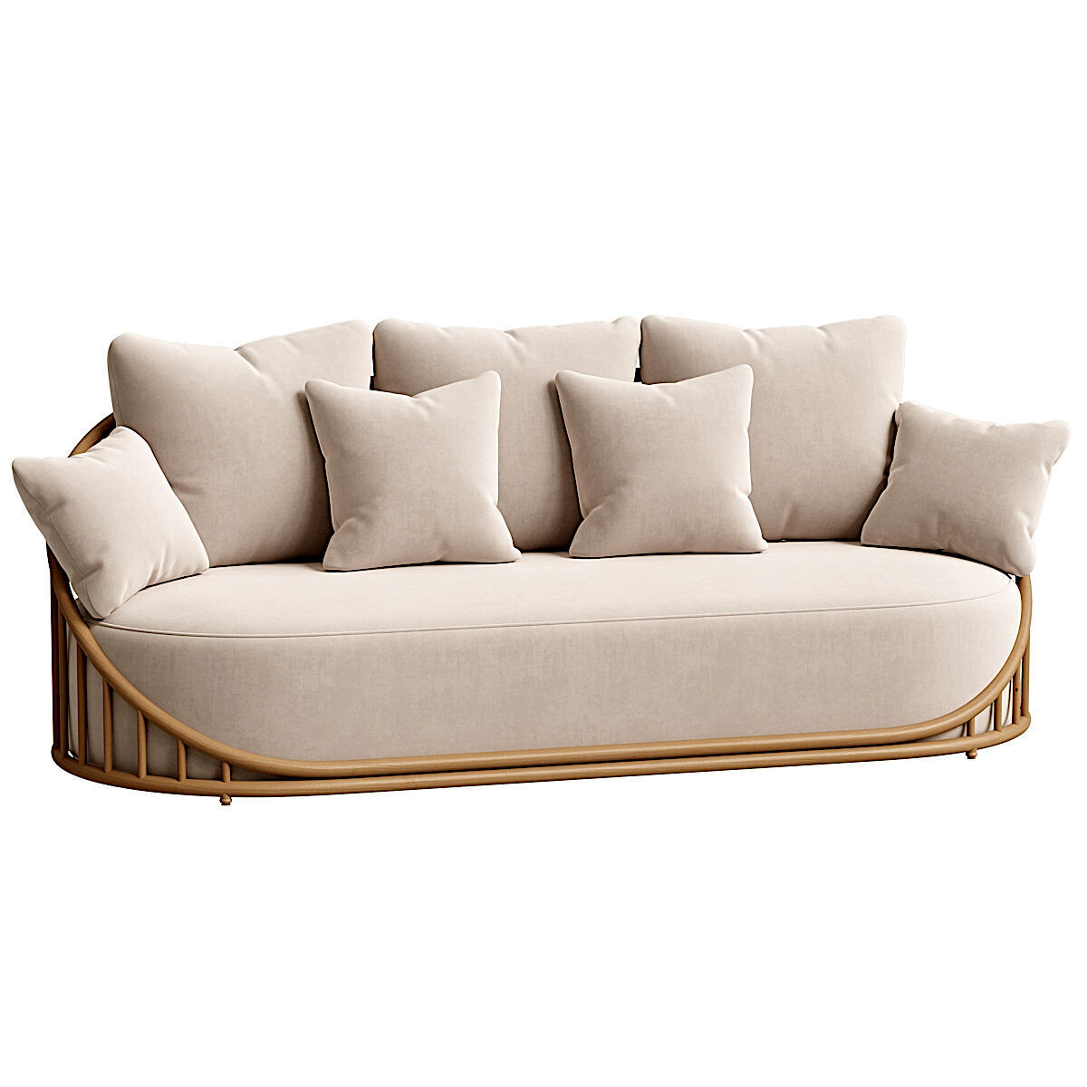 Cask 3 Seater Sofa Low-poly 3D model_3