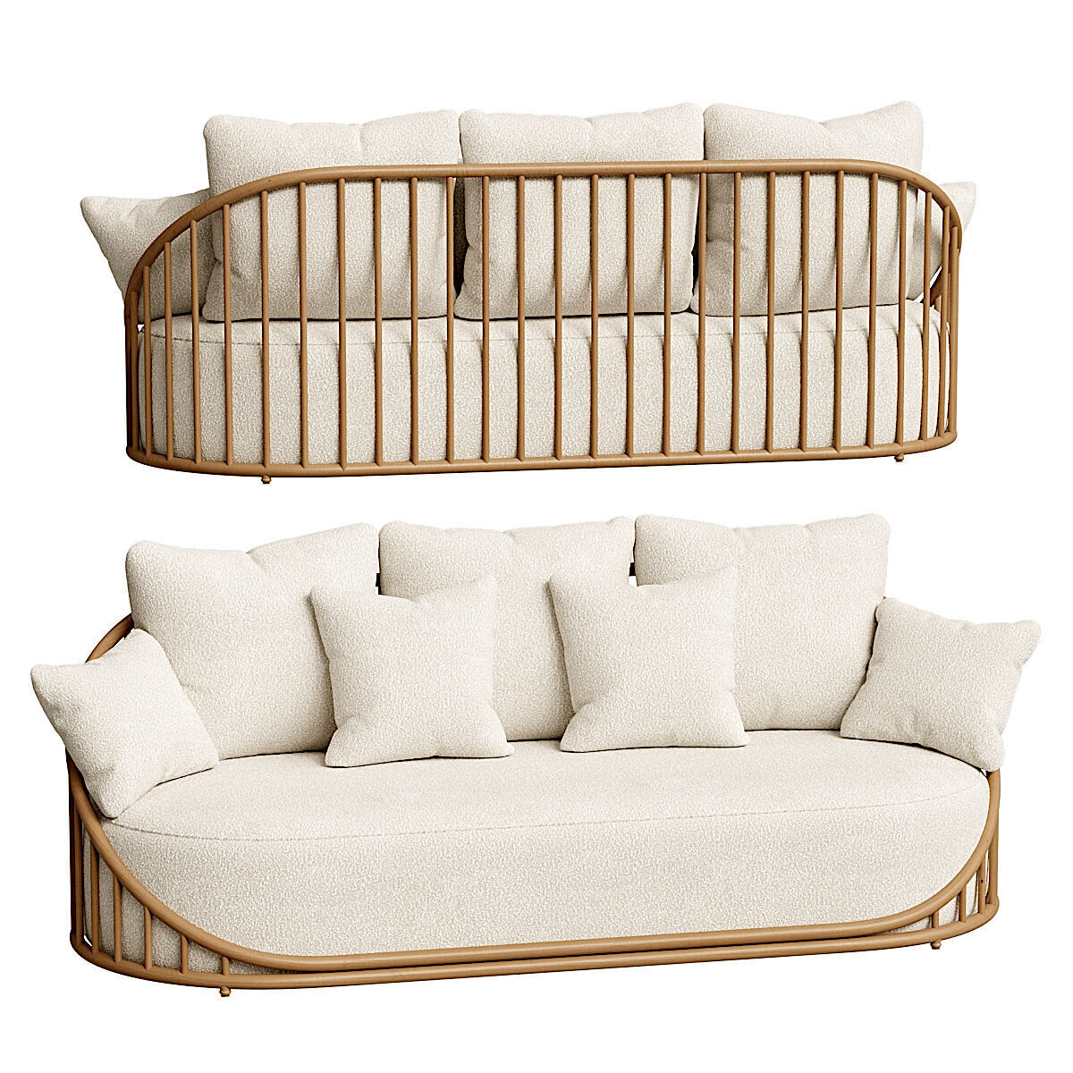 Cask 3 Seater Sofa Low-poly 3D model_1