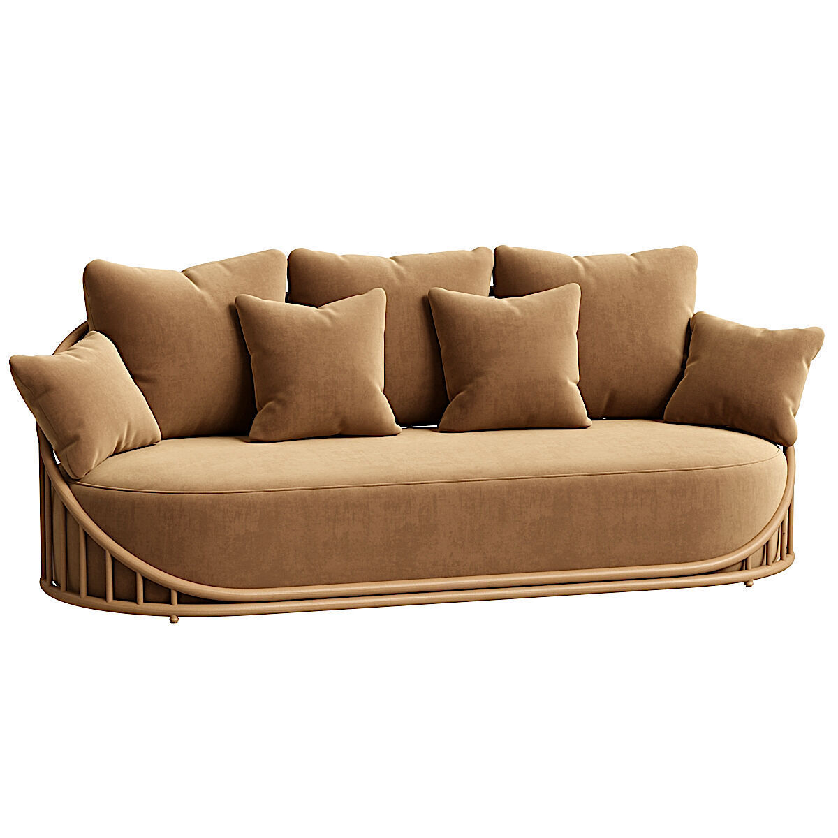 Cask 3 Seater Sofa Low-poly 3D model_2