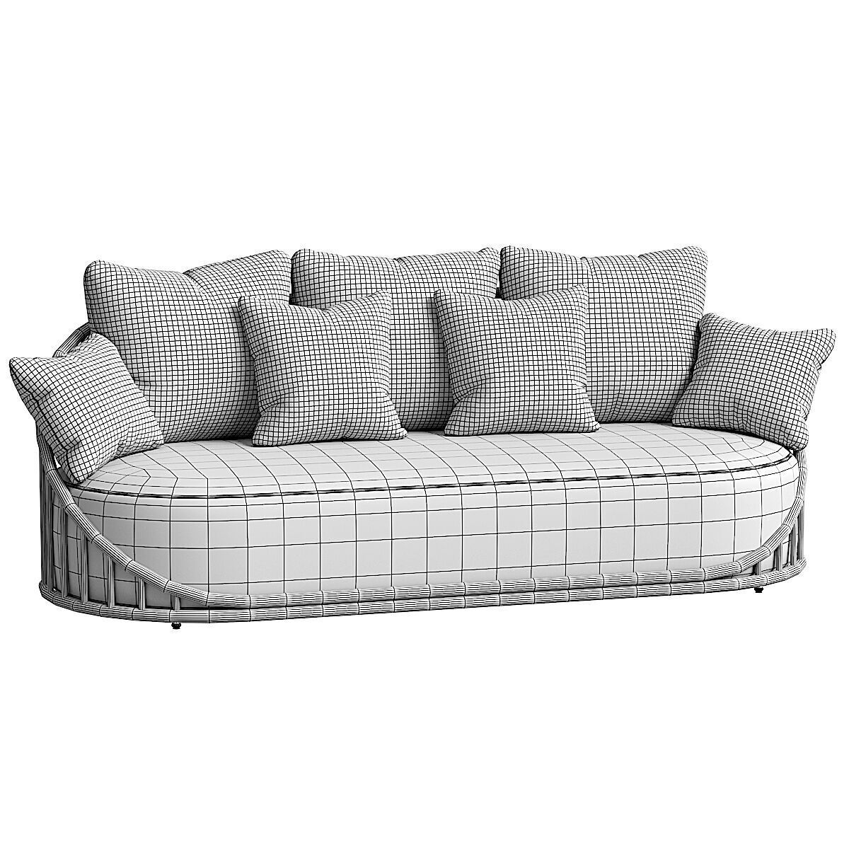 Cask 3 Seater Sofa Low-poly 3D model_4