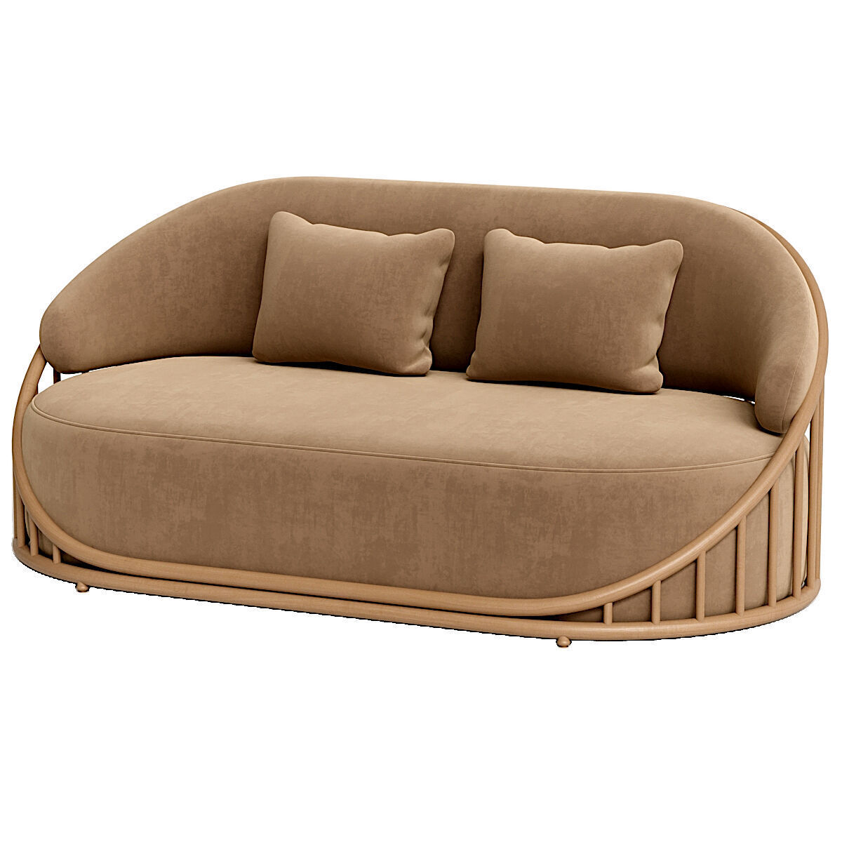 Cask 2 Seater Rattan Sofa Low-poly 3D model_1