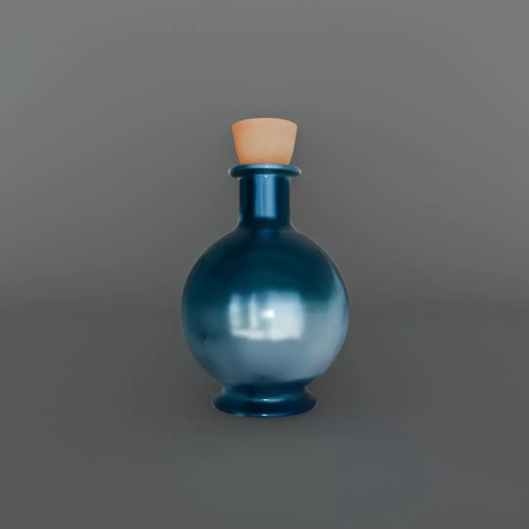 Free Stylized Blue Potion Bottle  Fantasy Alchemy  Free low-poly 3D model_0