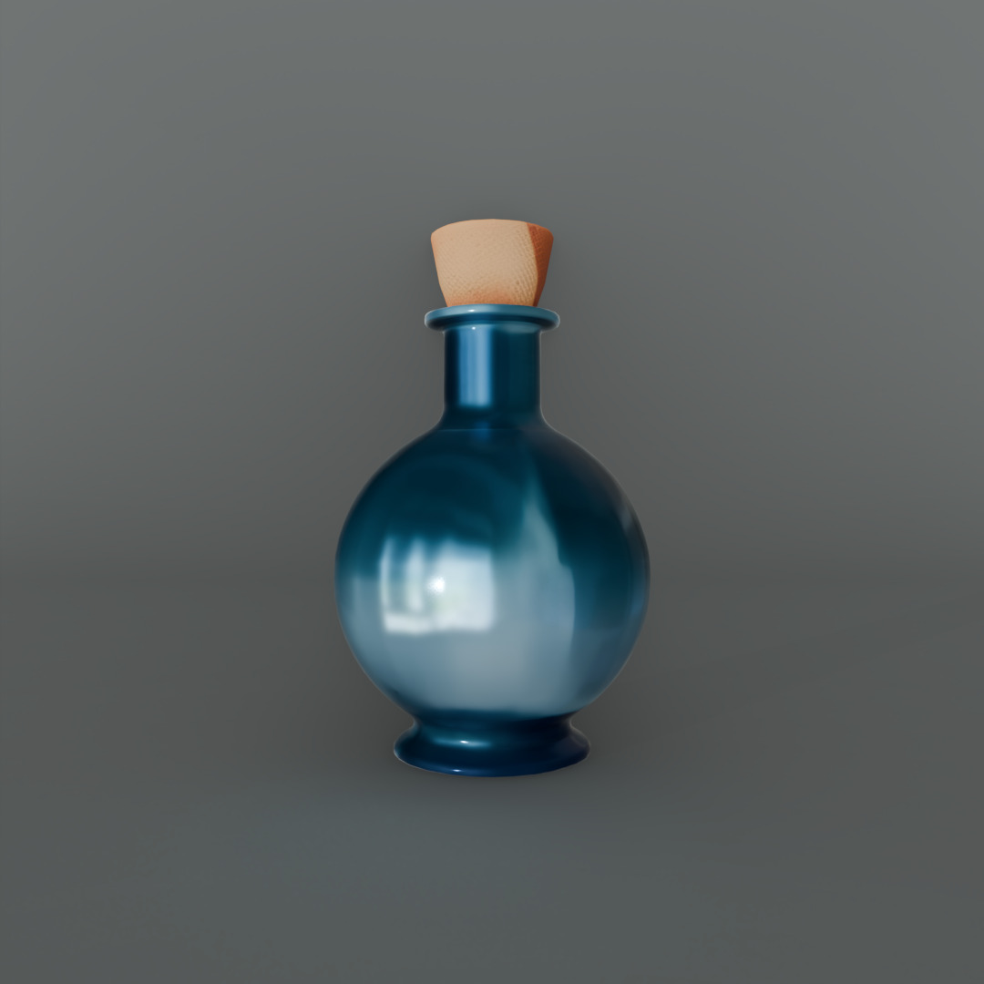 Free Stylized Blue Potion Bottle  Fantasy Alchemy  Free low-poly 3D model_1