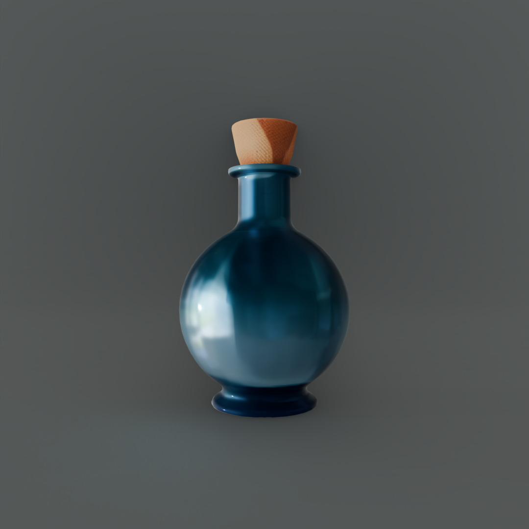 Free Stylized Blue Potion Bottle  Fantasy Alchemy  Free low-poly 3D model_2