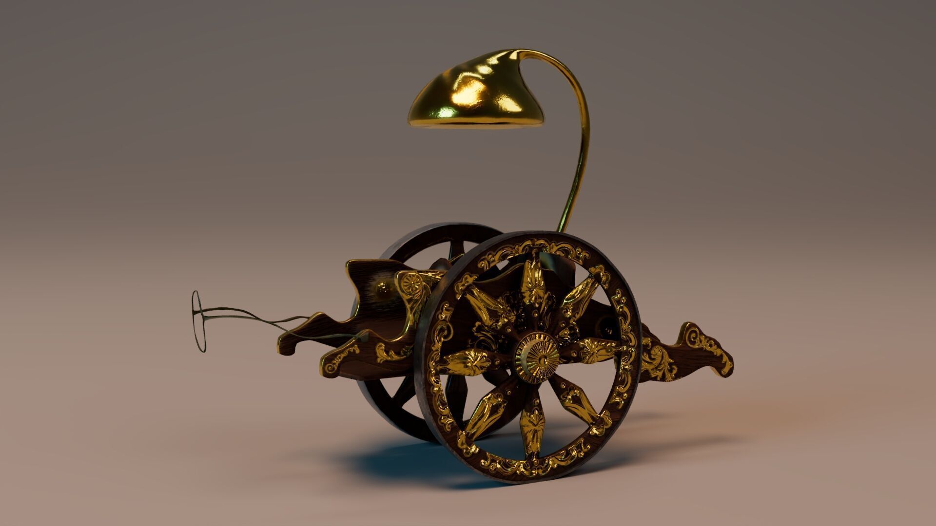 Ancient Indian Chariot Game Ready Prop PBR Low Poly 20K Tris Low-poly 3D model_1