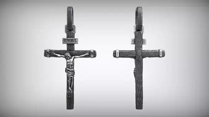 Jesus Christ Crucifixion Christian Cross Pendant 3D print model