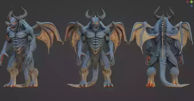 Demon Statue with Wings  3D Printable STL Model