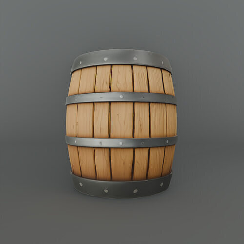Stylized Wooden Barrel  Environment Prop Low-poly 3D model
