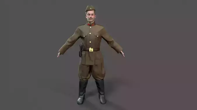 Soviet soldier Low-poly 3D model
