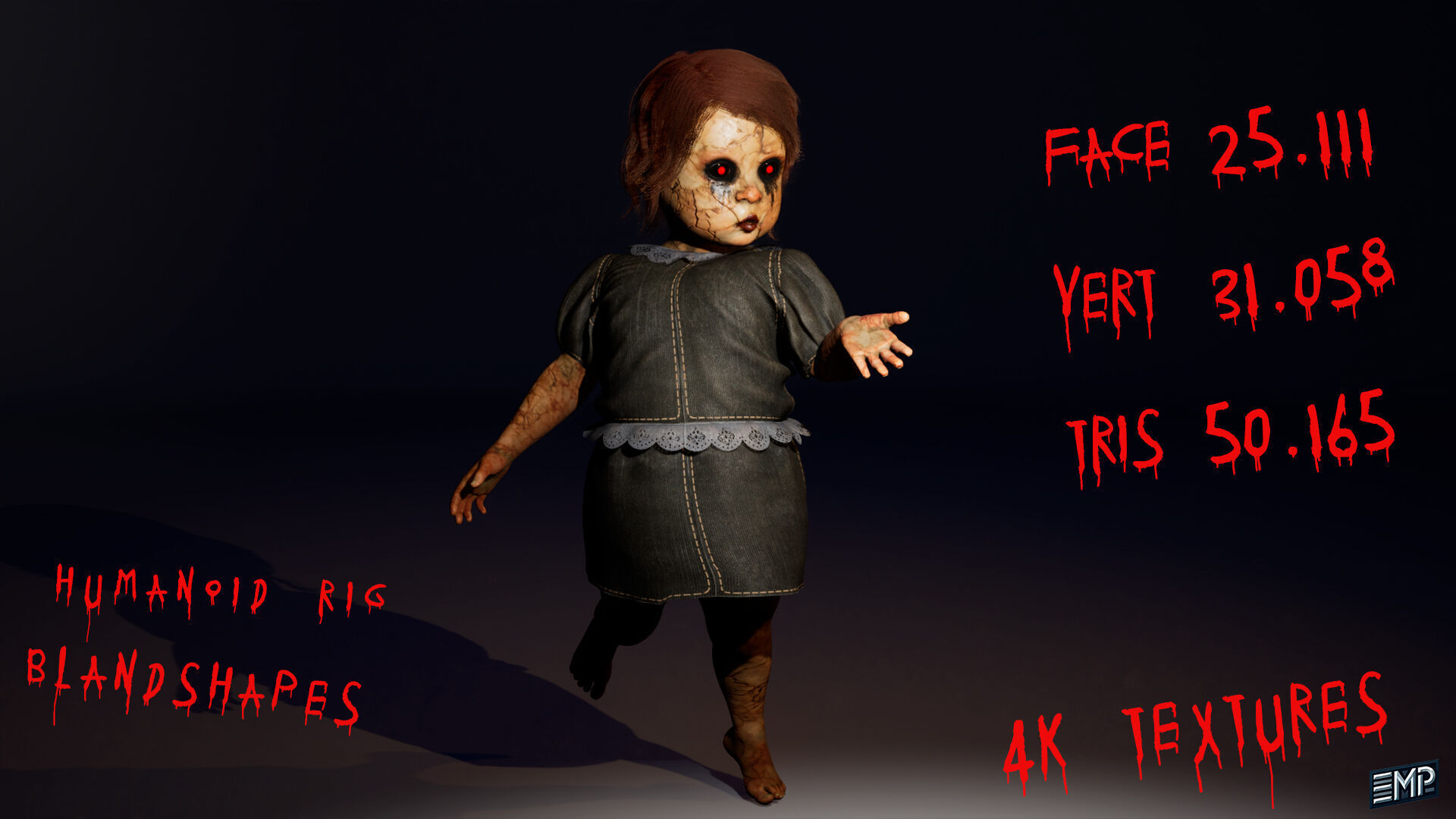 The  Scary toy game character for Horror games Low-poly 3D model_2