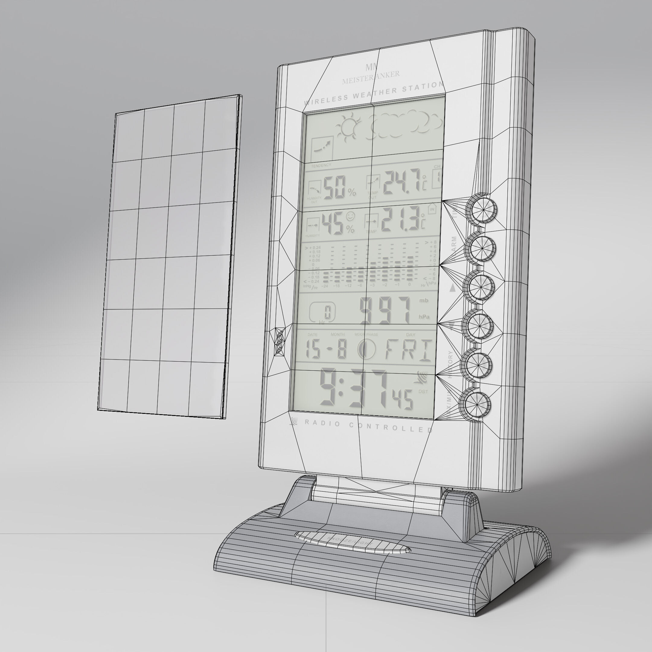Retro LCD Weather Station with Forecast Free low-poly 3D model_6