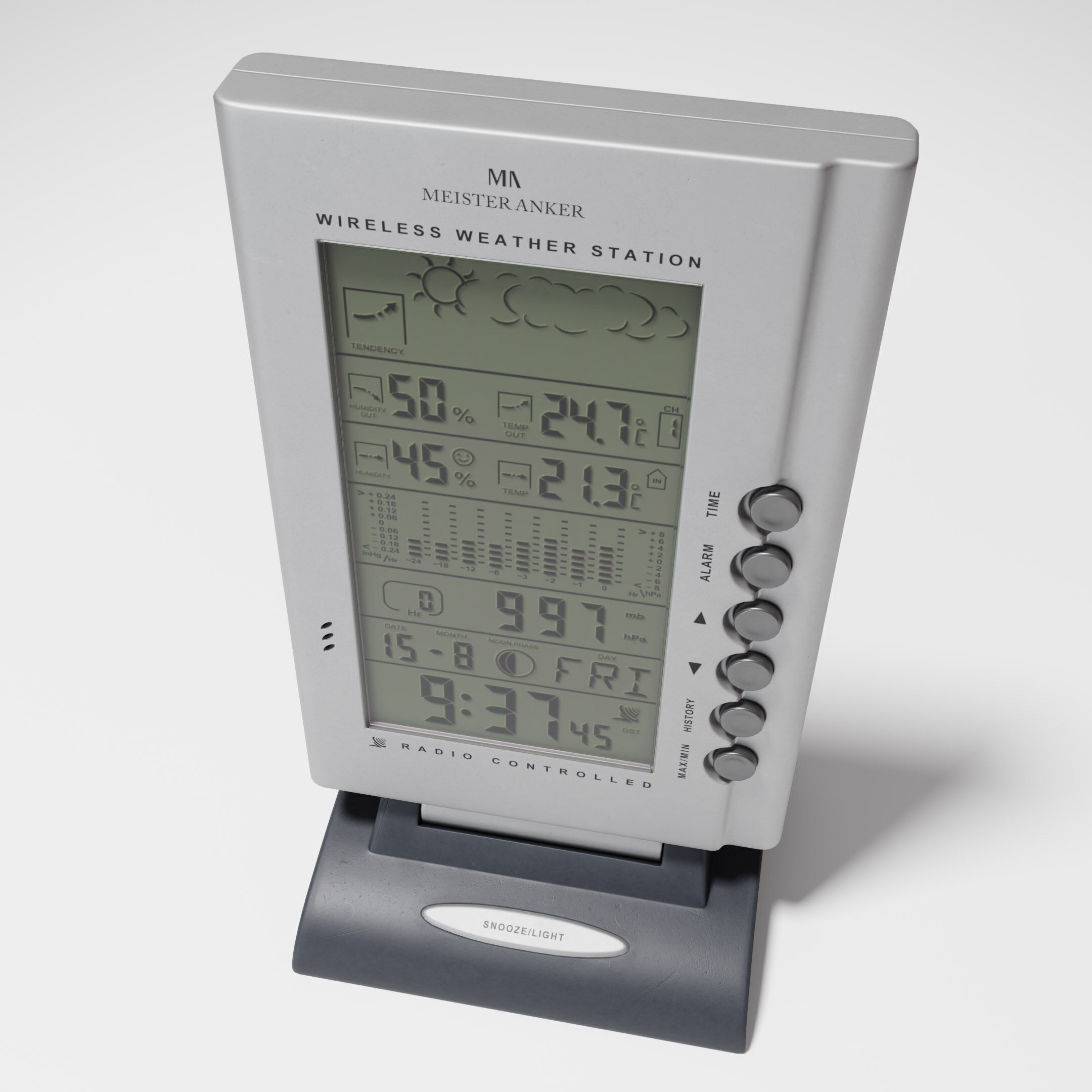 Retro LCD Weather Station with Forecast Free low-poly 3D model_4