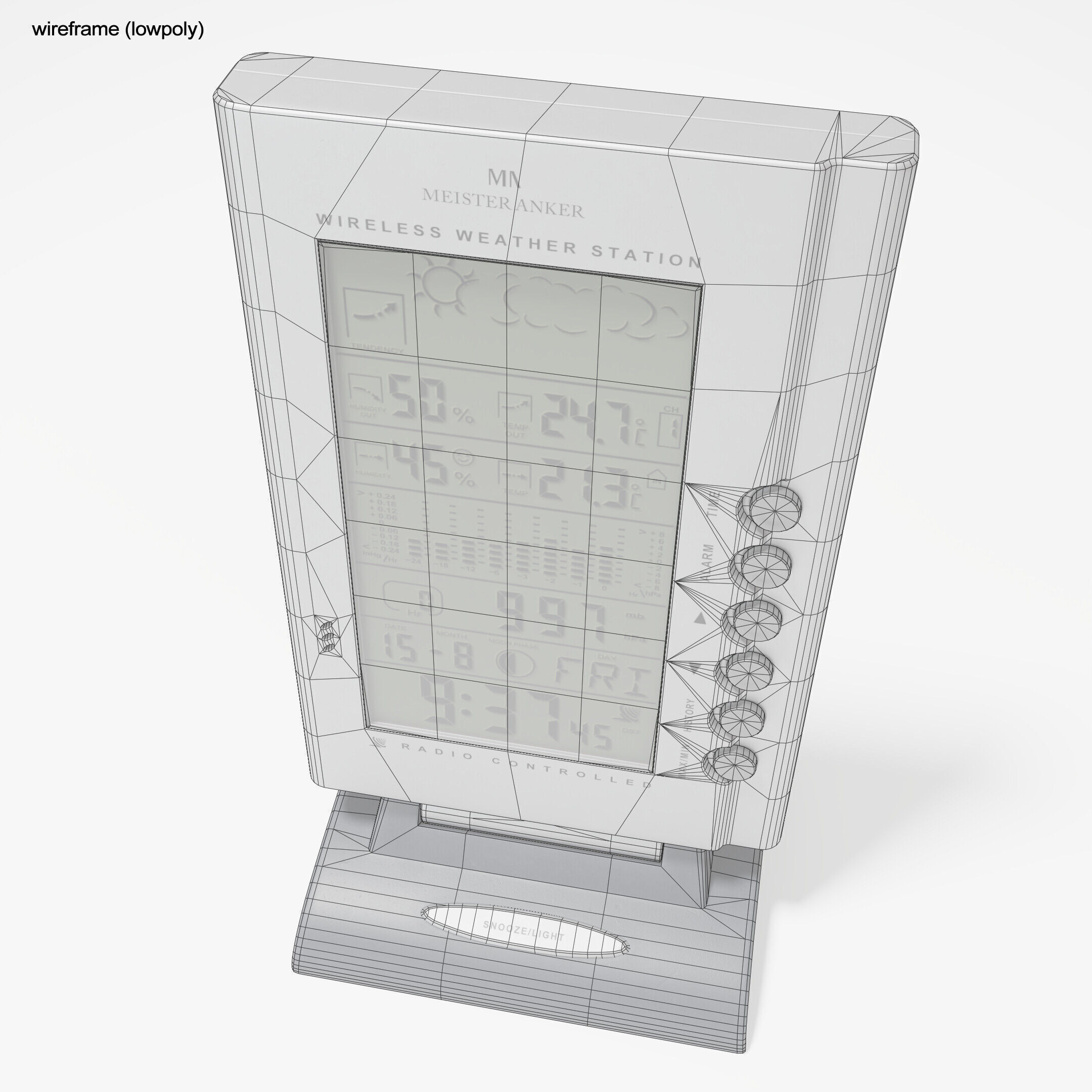 Retro LCD Weather Station with Forecast Free low-poly 3D model_11