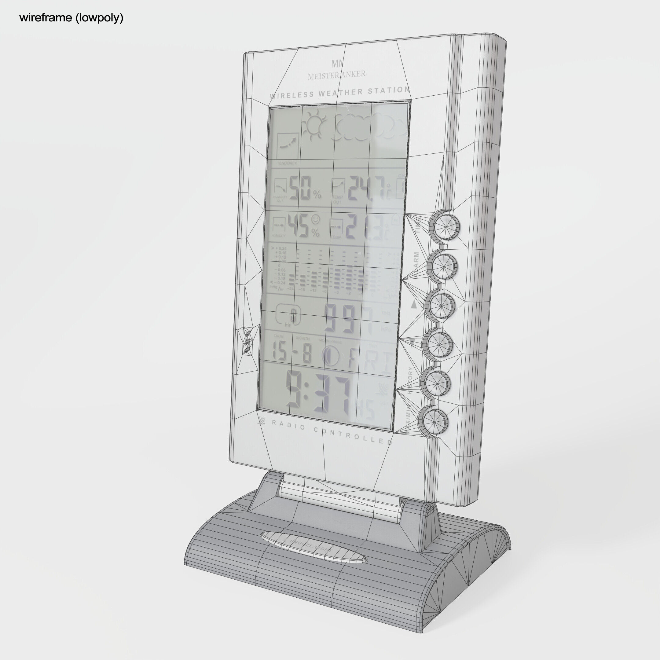 Retro LCD Weather Station with Forecast Free low-poly 3D model_8