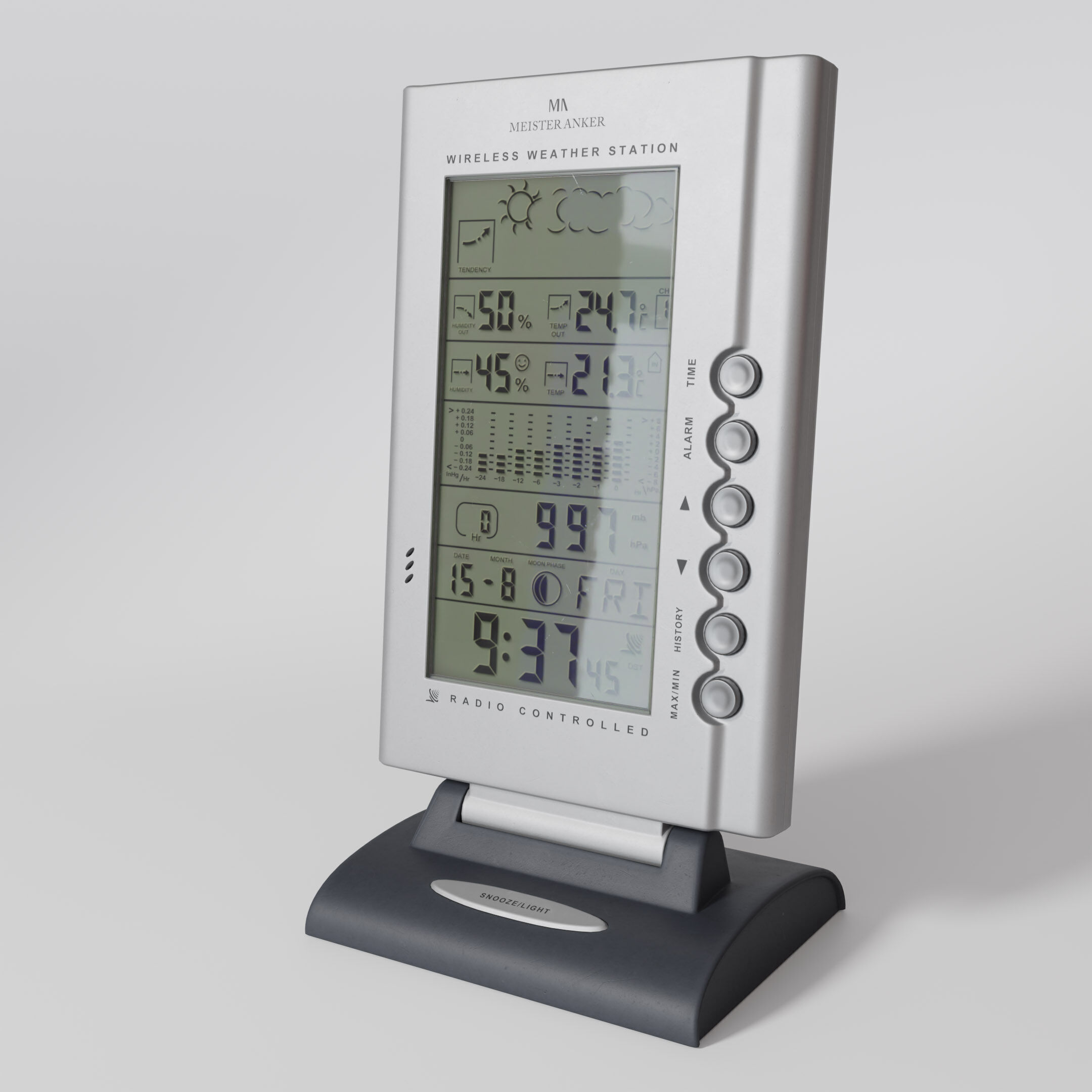 Retro LCD Weather Station with Forecast Free low-poly 3D model_1
