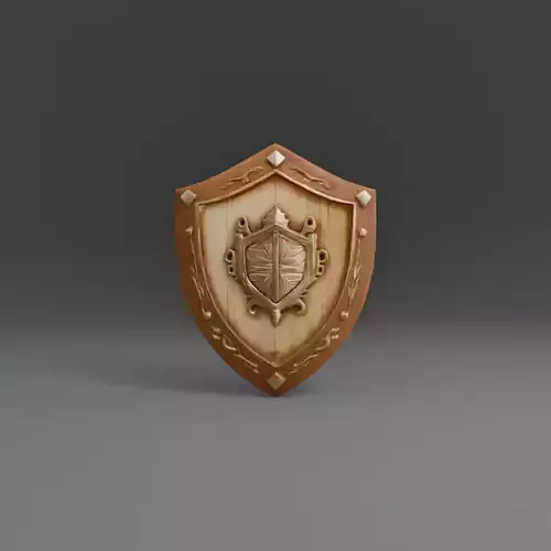 Stylized Wooden Shield Hero Prop for RPGs