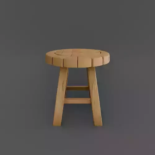 Stylized Wooden Stool  Medieval Furniture Prop