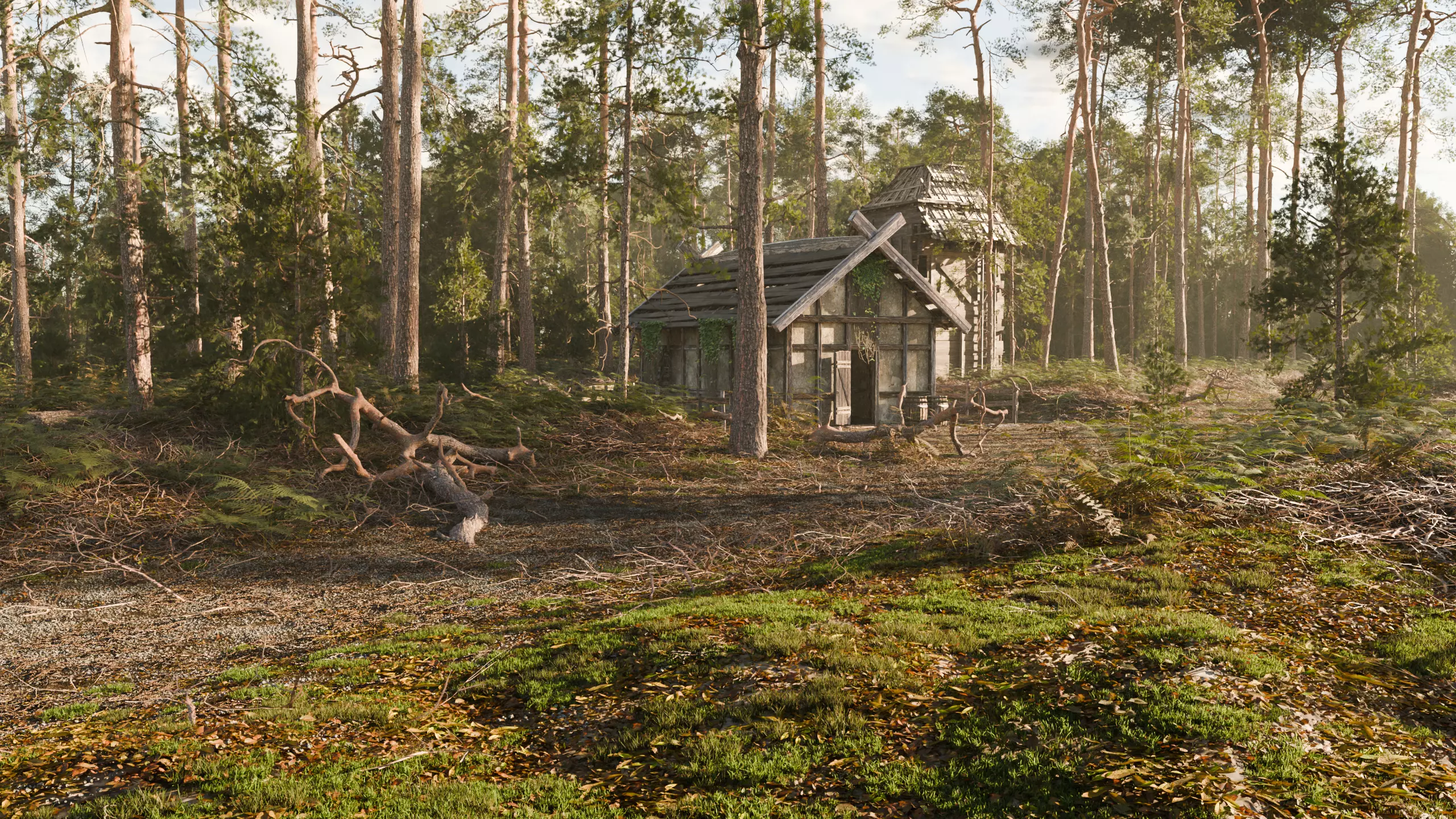 Pine Forest Realistic Scene 3D model_0