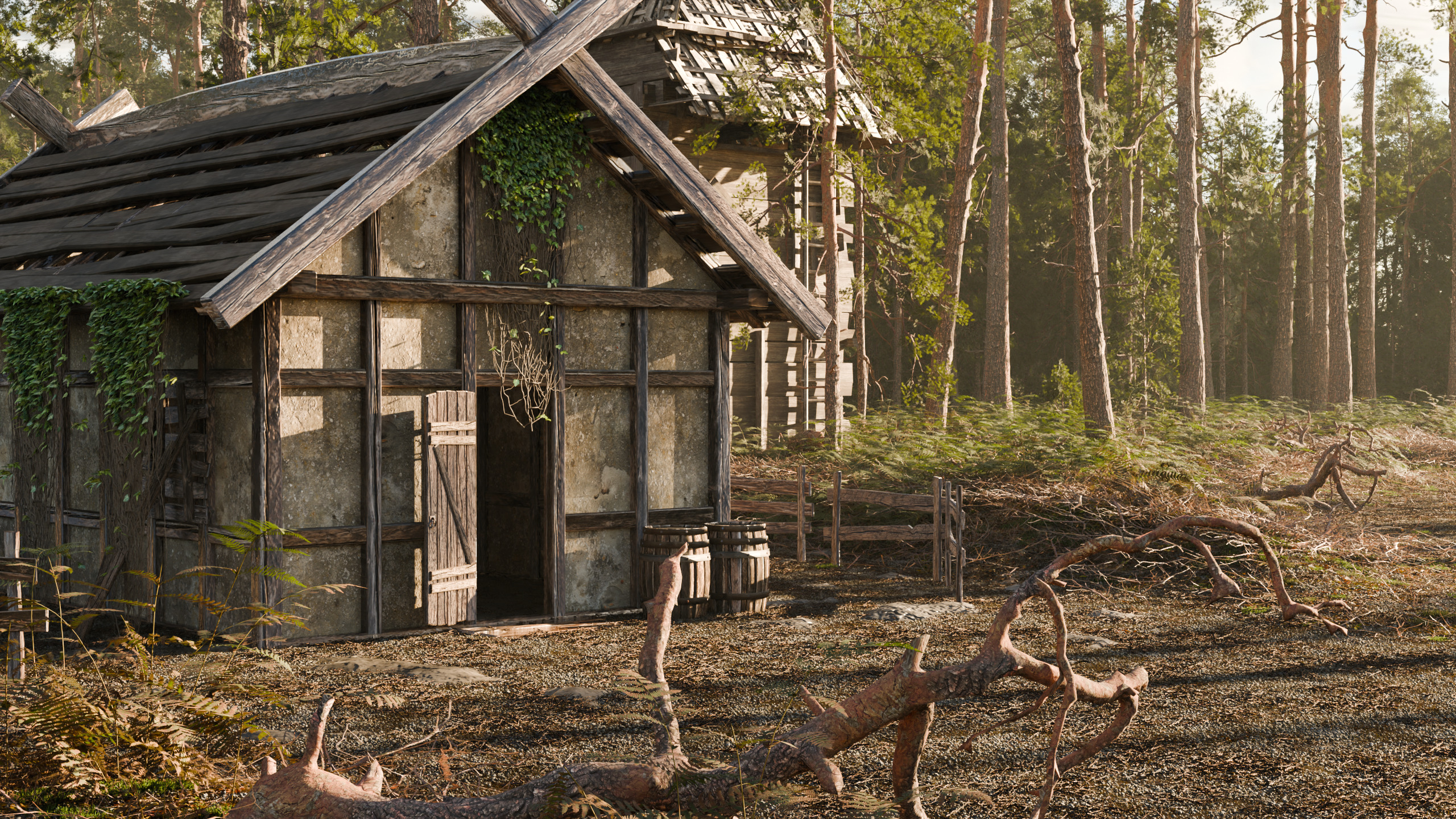 Pine Forest Realistic Scene 3D model_1