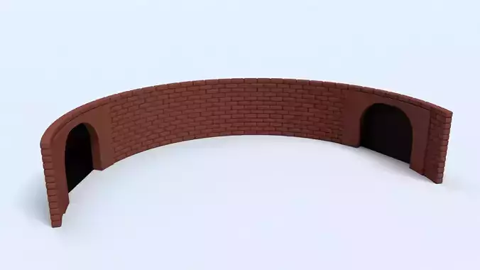 Cartoon Brick wall with Tunnels Low-poly 3D model