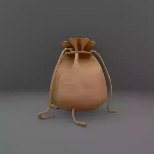 Stylized Leather Coin Bag Fantasy RPG Asset Low-poly 3D model