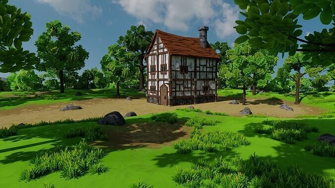 Medieval House 4 With Environment Low-poly 3D model