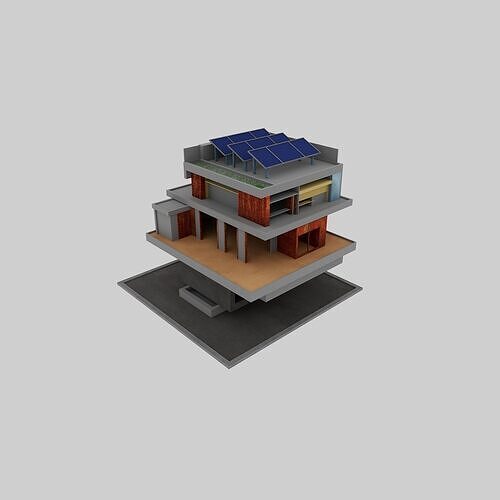 Eco-Friendly House 3D Model Free low-poly 3D model