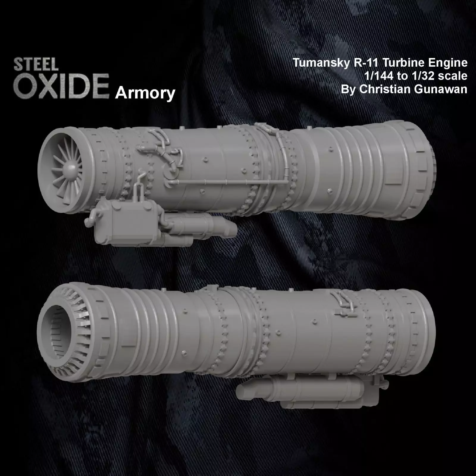 Miniature Russian Tumansky R-11 jet engine for 3D printing 3D print model