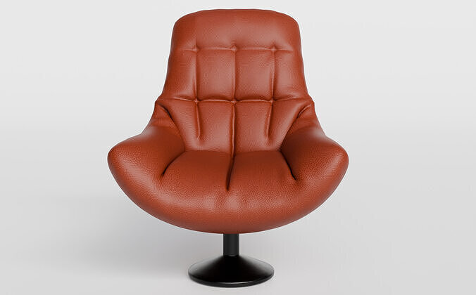 Realistic Red Leather Chair 3D Model  High-Quality Low-poly 3D model