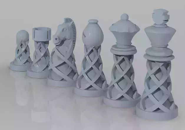 Chess Set Pieces Double Spiral