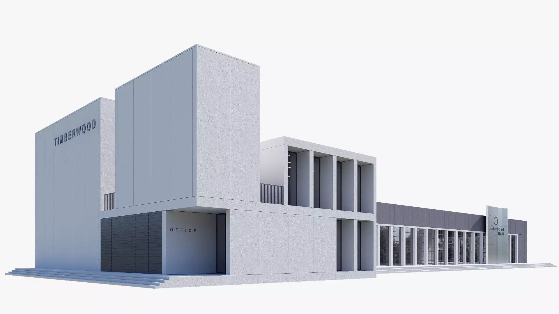 Convention Center Low-poly 3D model_0