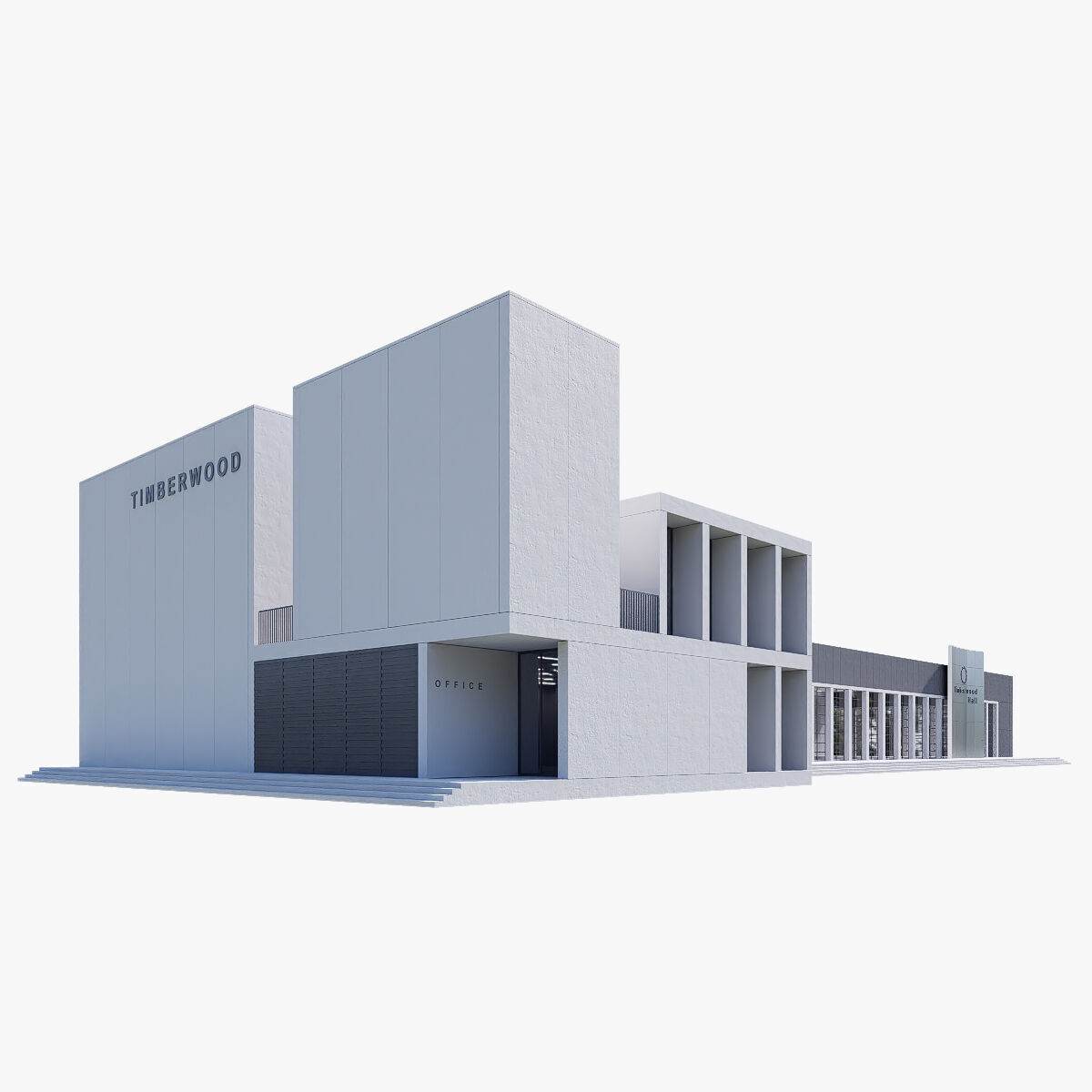 Convention Center Low-poly 3D model_2