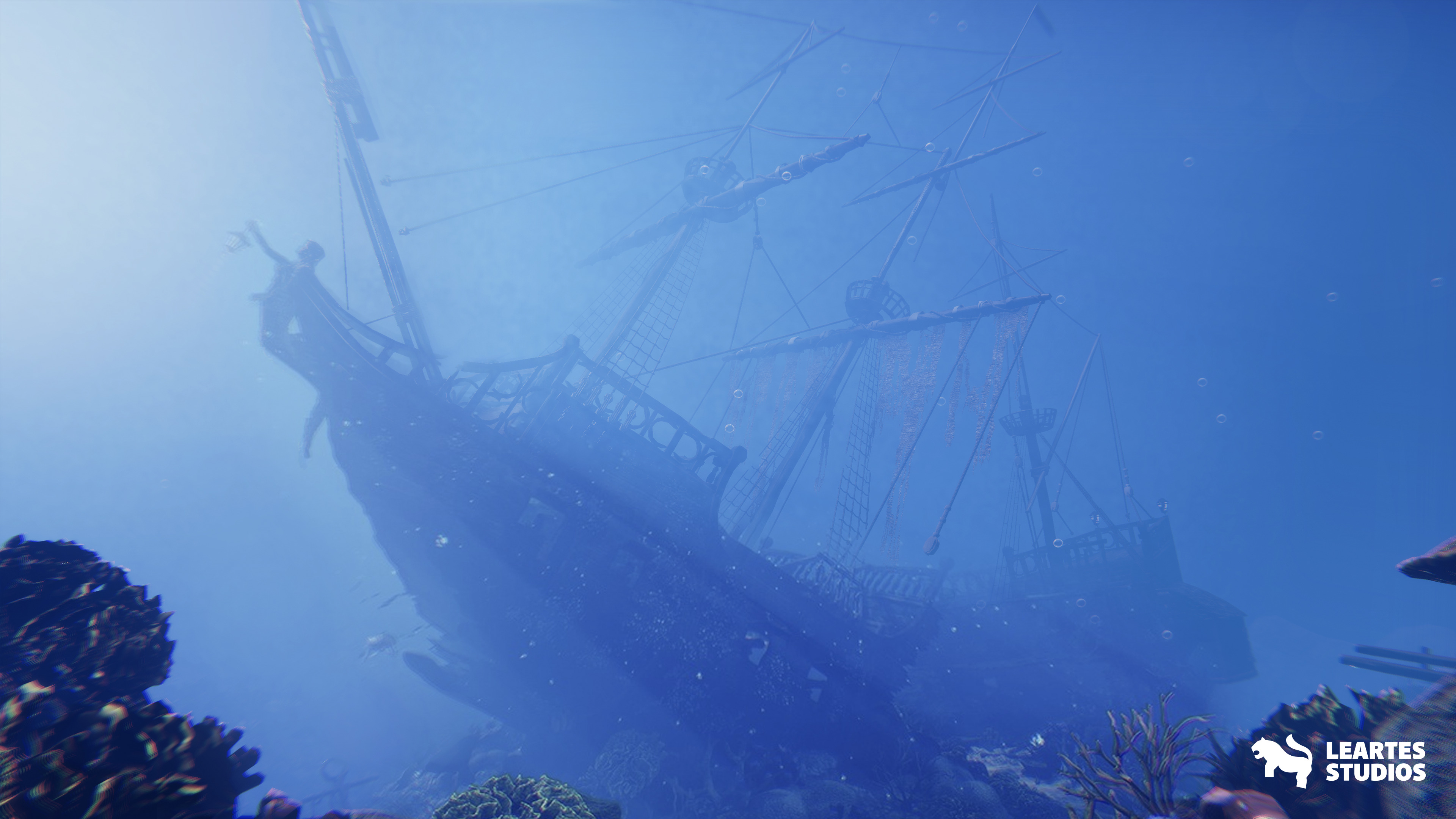 Underwater Sunken Ship Environment Low-poly 3D model_9