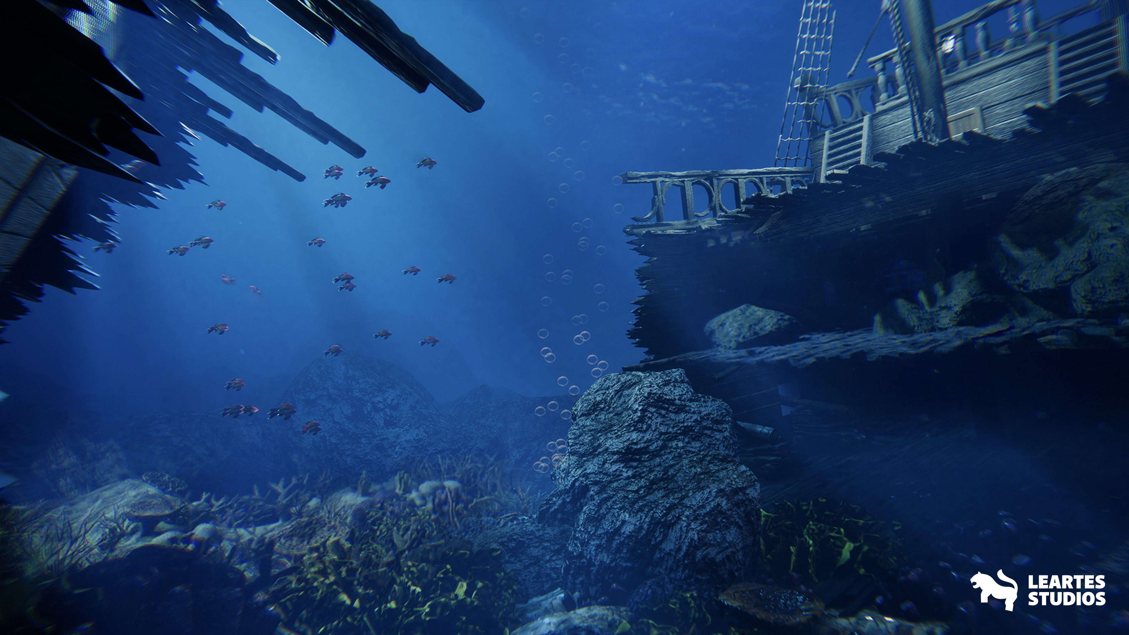 Underwater Sunken Ship Environment Low-poly 3D model_11
