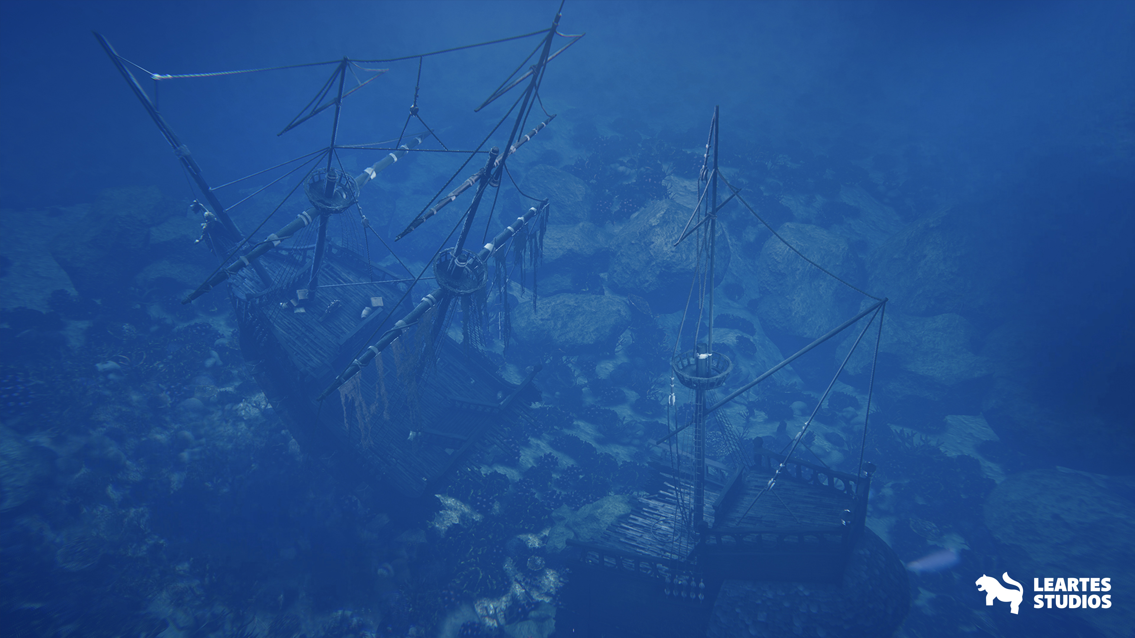 Underwater Sunken Ship Environment Low-poly 3D model_15