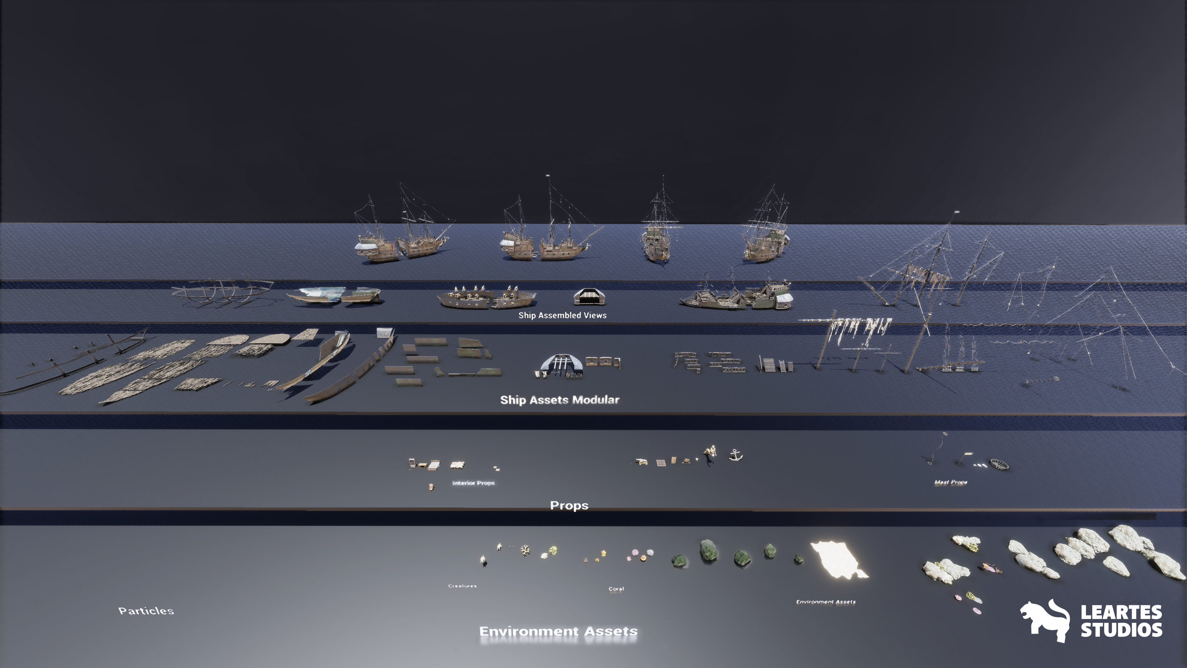 Underwater Sunken Ship Environment Low-poly 3D model_16