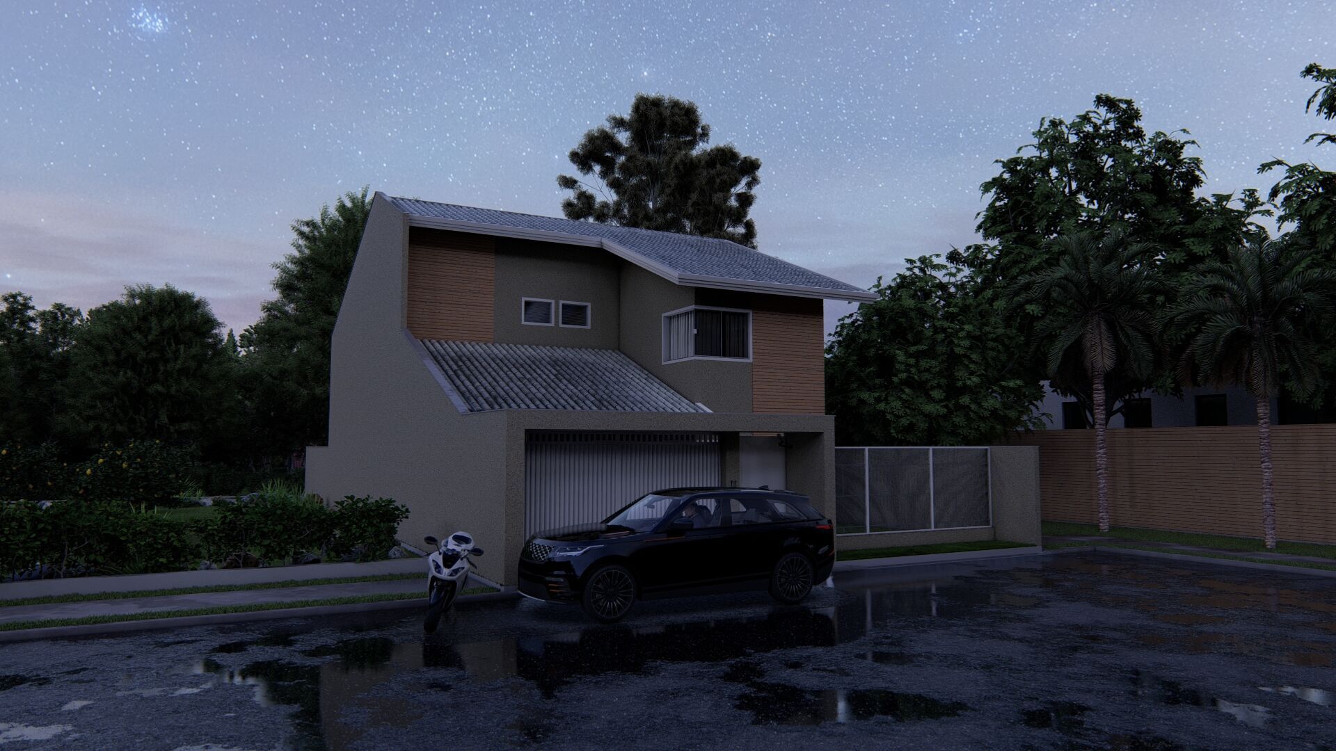 Casa Scene-villa-modern house 3D model_2