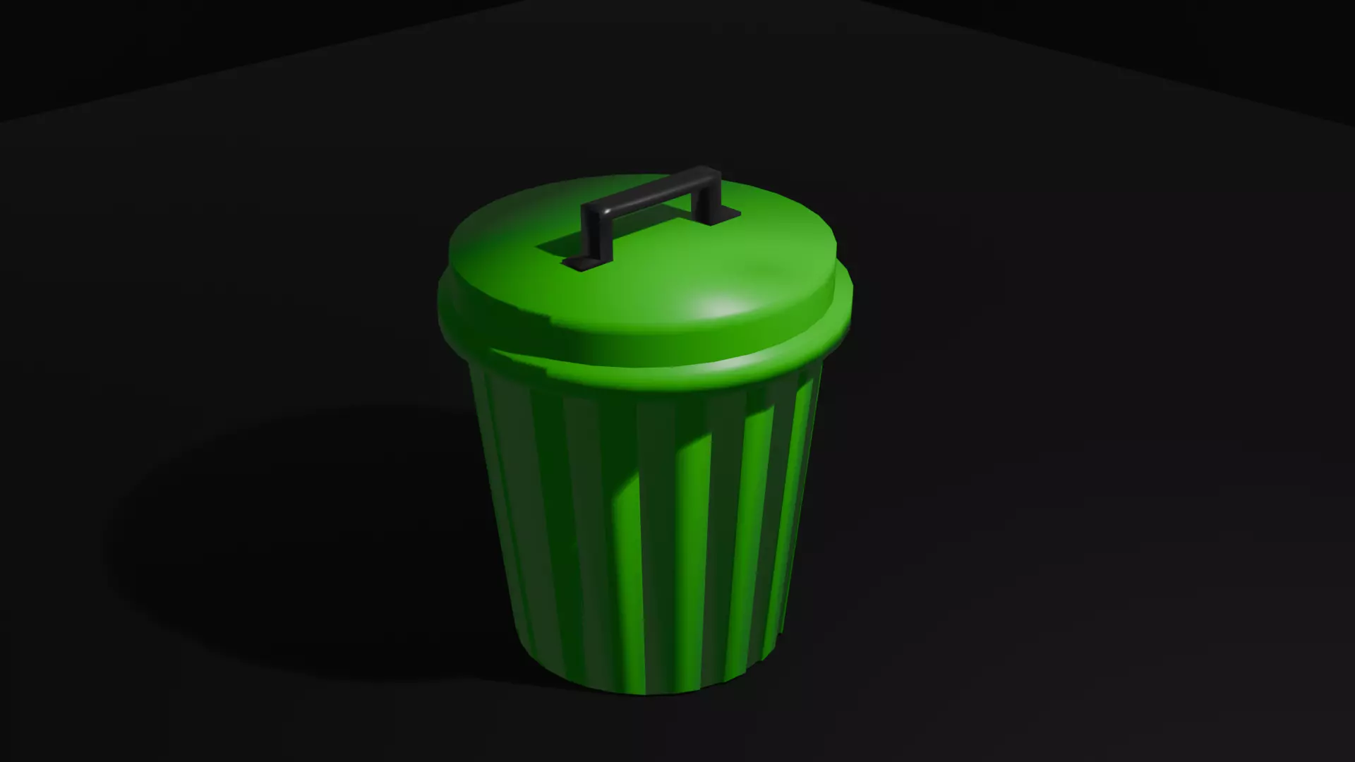 Large Green Trash Bin with Lid and Handle 3D print model
