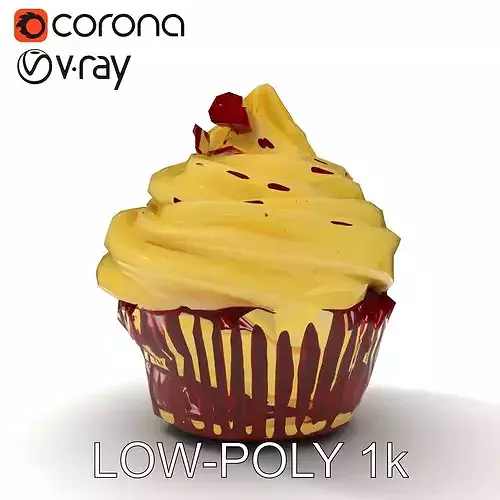Delicious Red Velvet Cupcake model pack Low-poly 3D model 6