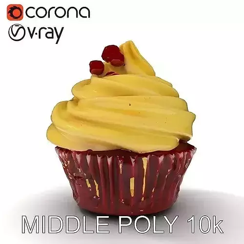 Delicious Red Velvet Cupcake model pack Low-poly 3D model 7